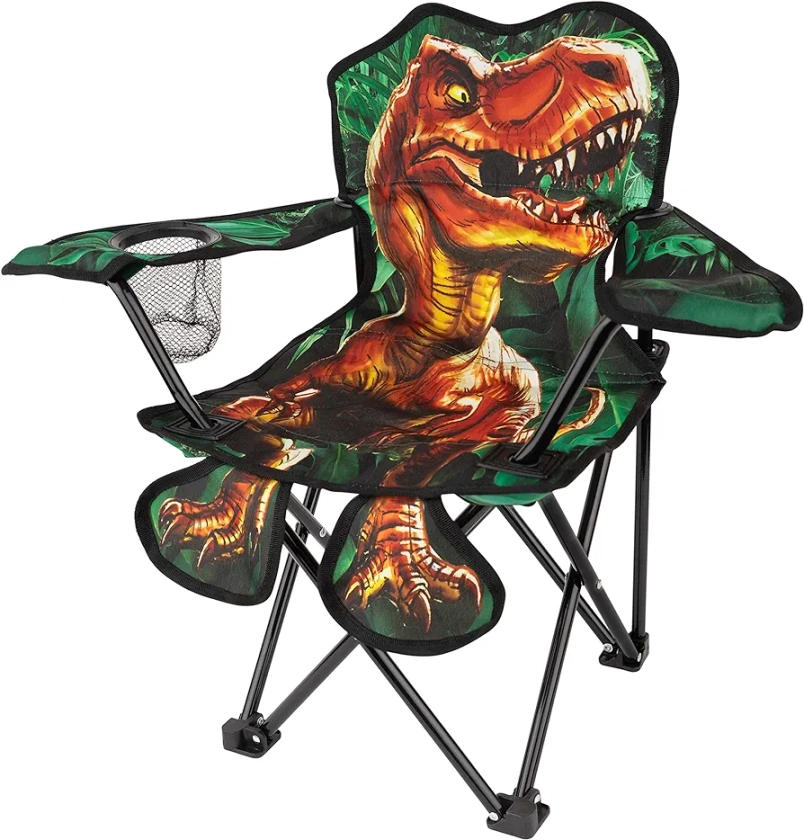 Toy To Enjoy Outdoor Dinosaur Chair for Kids – Foldable Children’s Chair for Camping, Tailgates, Beach, – Carrying Bag Included Mesh Cup Holder & Sturdy Construction. Ages 2 to 5 (Patent Pending)