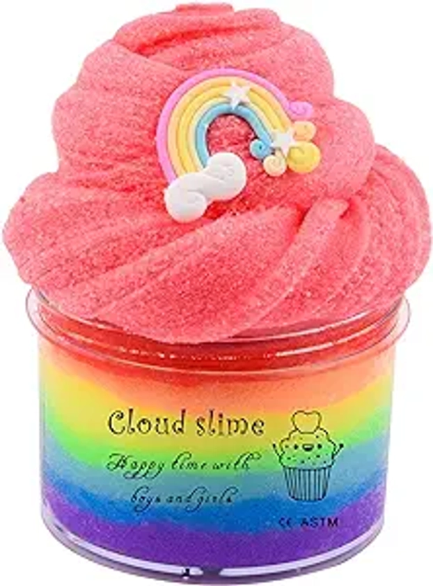 Rainbow Scented Slime, Soft and Non-Sticky, Stress Relief Toy for Girls and Boys, Colorful Cloud for Kids Easter Party Favor