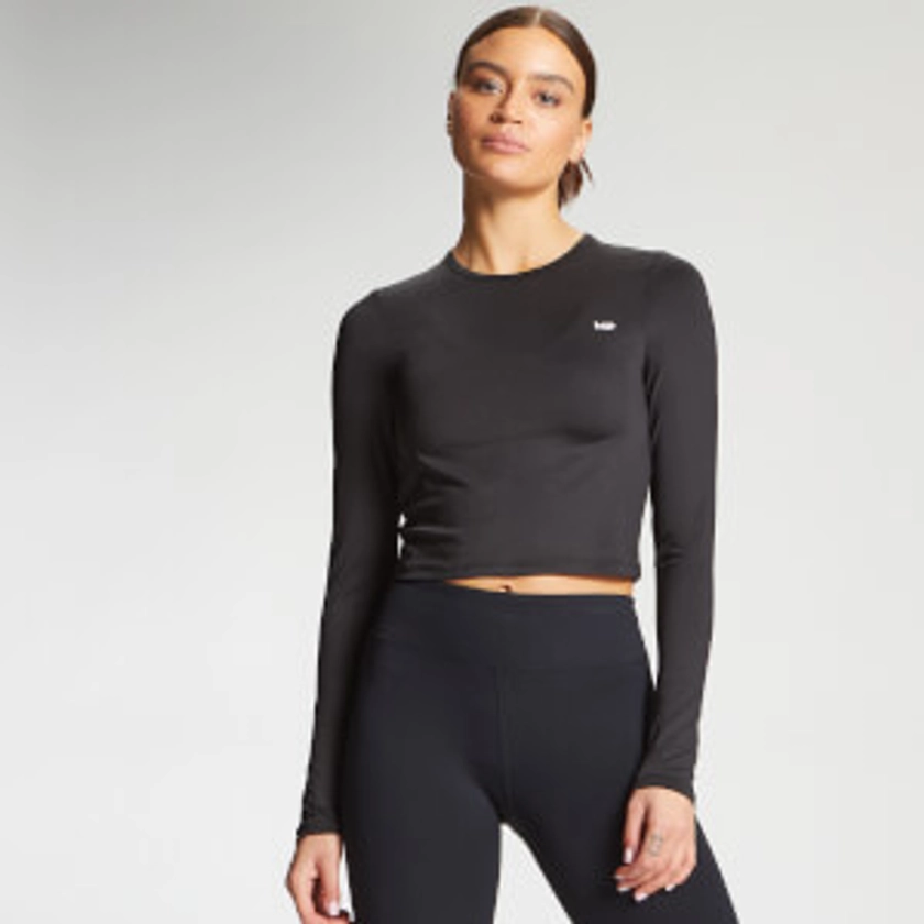 Crop top d’entraînement à manches longues Dry-Tech MP Essentials pour femmes – Noir