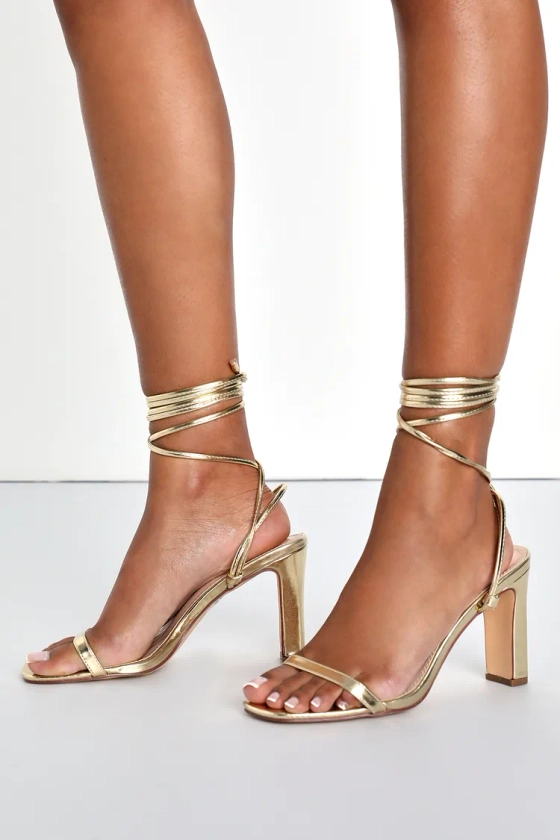 Xylia Gold Lace-Up Heels