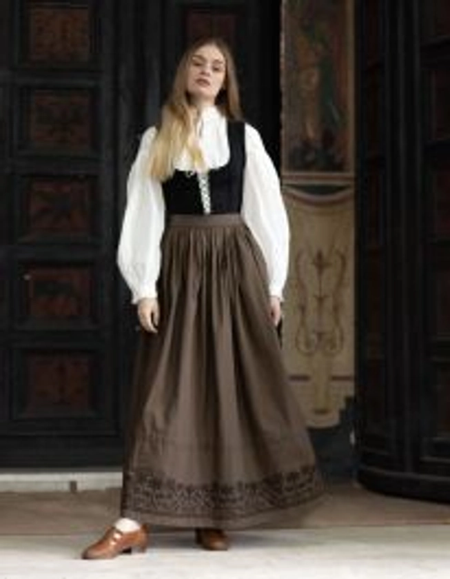 "Mivilud" embroidered maxi skirt buckwheat limited edition