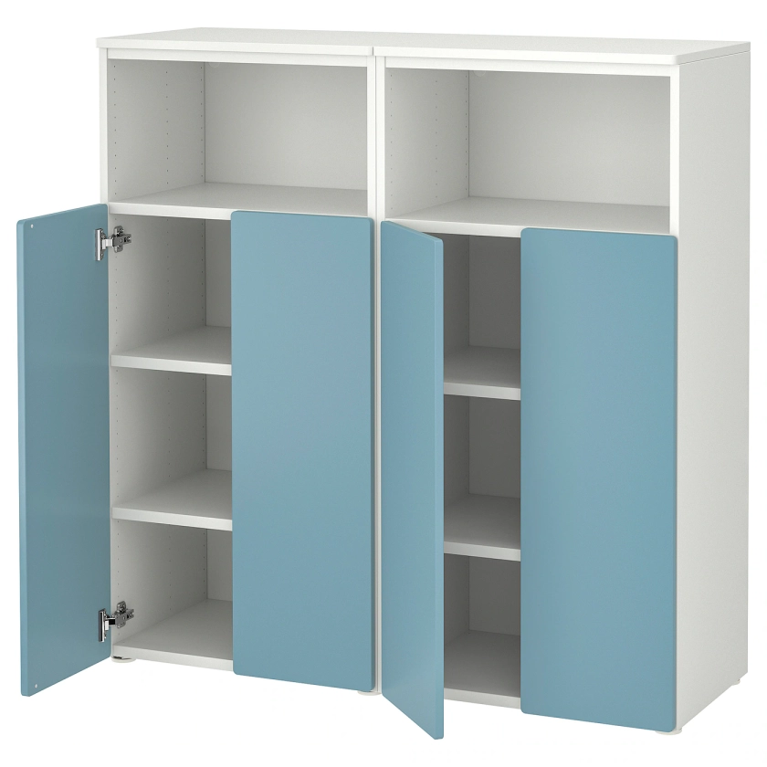 SMÅSTAD / PLATSA storage combination, white/blue with 6 shelves, 120x42x123 cm - IKEA