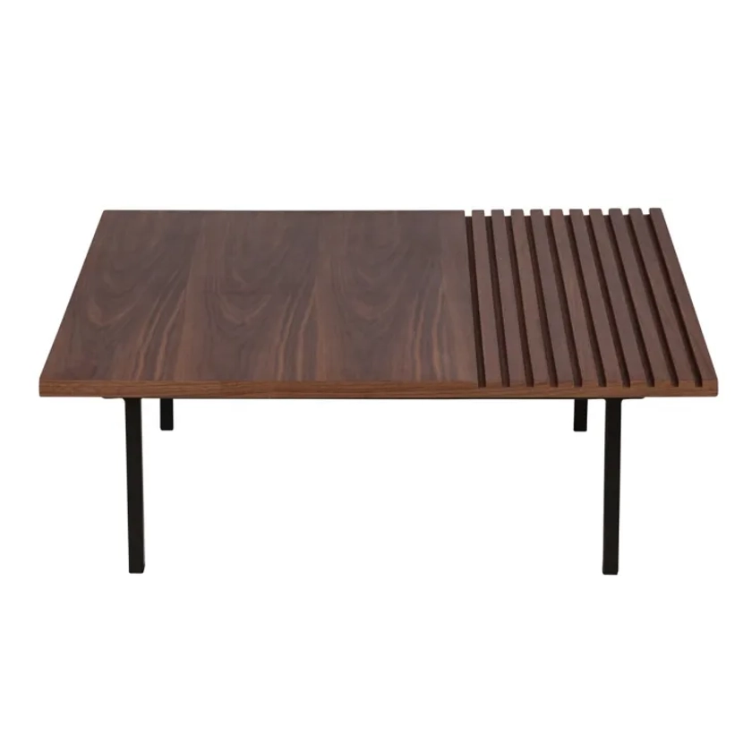 Table basse moderne design art déco placage noyer 85 cm carrée Nuance | Maisons du Monde