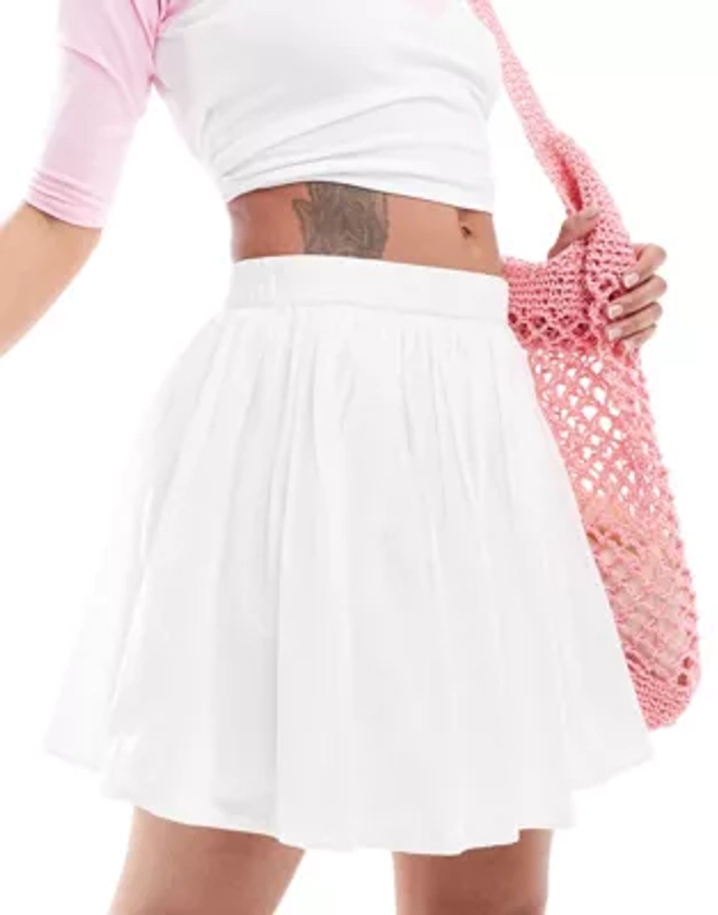 Bershka poplin volume mini skirt in white | ASOS
