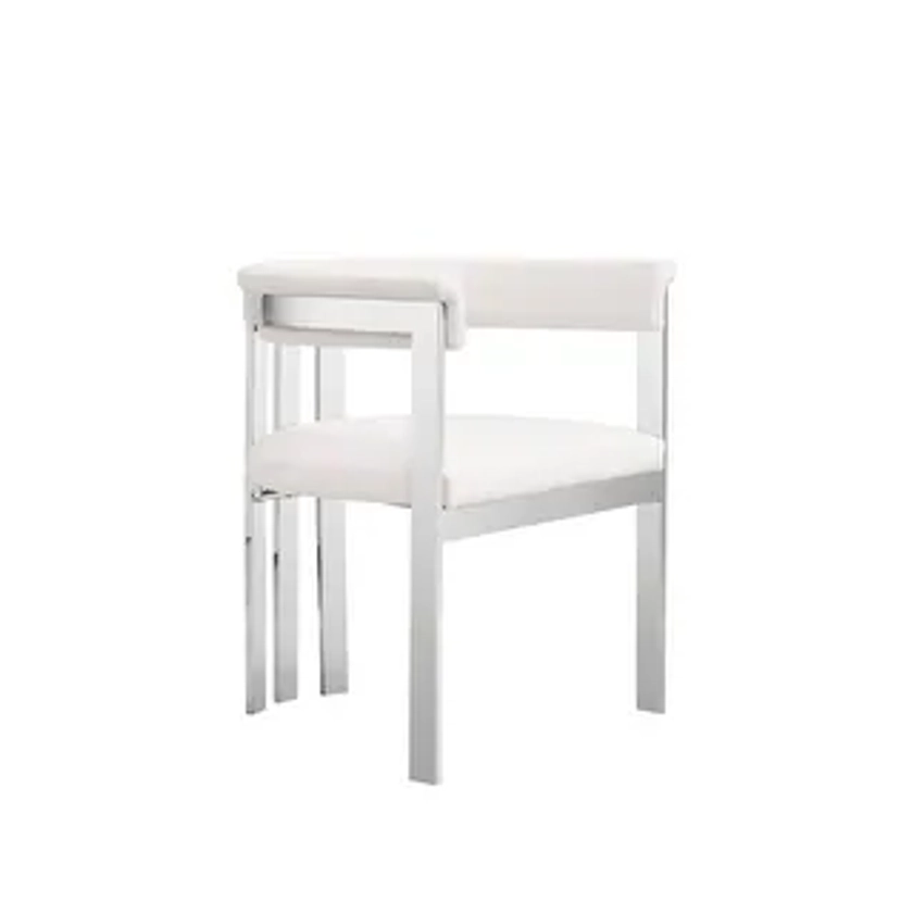 Modrest Pontiac Modern White Vegan Leather & Stainless Steel Dining Chair - Bed Bath & Beyond - 39152302