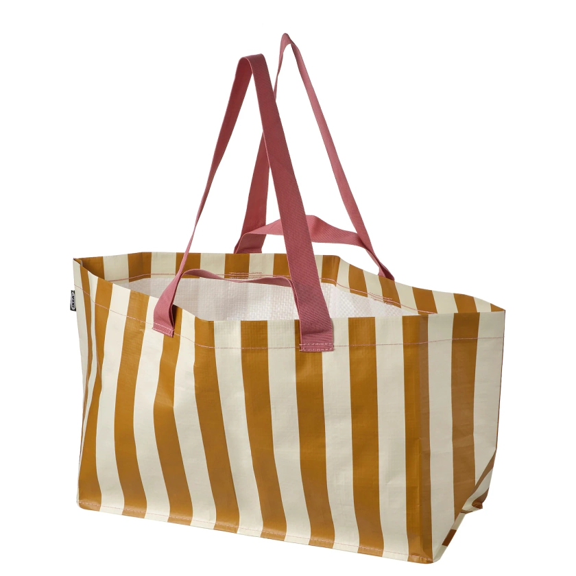 SÄCKKÄRRA sac courses, blanc cassé/jaune-brun/rayé, 18x45x28 cm/22 l - IKEA