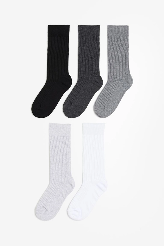 Lot de 5 paires de chaussettes - Noir/gris/blanc - FEMME | H&M FR