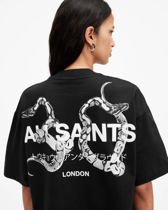 Ceremony Etta Printed Oversized T-Shirt Black | ALLSAINTS