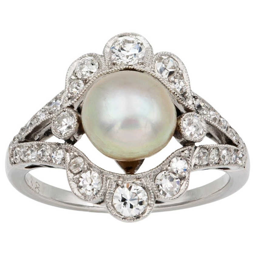 Belle Époque Natural Pearl and Diamond Ring