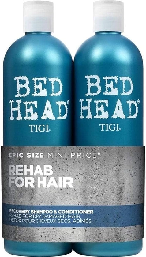 Bed Head by TIGI | Recovery Shampoo and Conditioner Set | Professional Moisturising Hair Repair Treatment | Ideal For Dry And Damaged Hair | 750 ml ( Pack of 2)