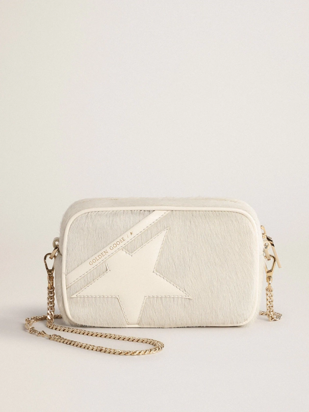 Mini Star Bag in heritage white leather with tone-on-tone star | Golden Goose