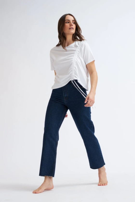 Pantalón de jean recto - Azul oscuro — BAS | Basic & Simple