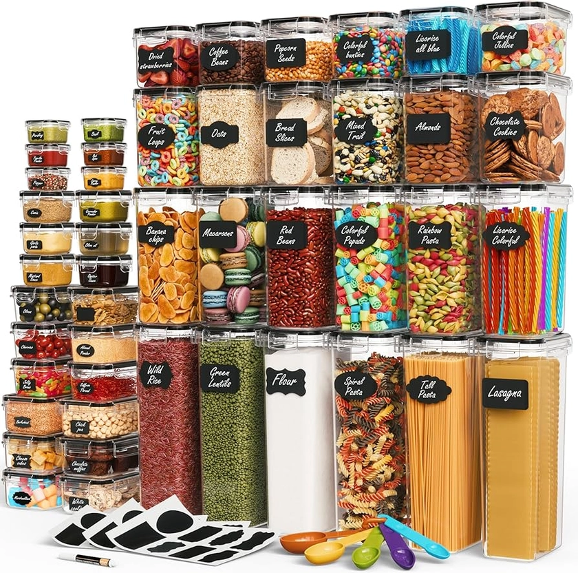 Amazon.com: Chef's Path 96-Pack (48 containers + 48 lids) Airtight Food Storage Containers with Lids for Kitchen Essentials & Pantry Organization - Ideal for Cereal, Dry Food, Flour & Sugar Storage - BPA-Free: Home & Kitchen