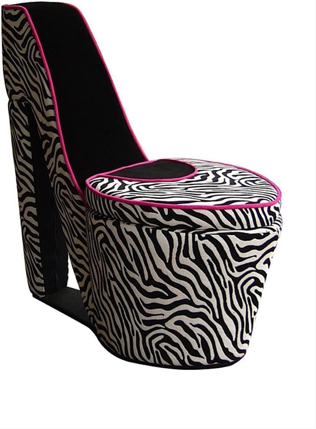 ORE International A High Heel Storage Chair, Black Zebra