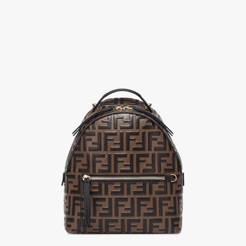 Mini Backpack - Brown leather FF backpack | Fendi