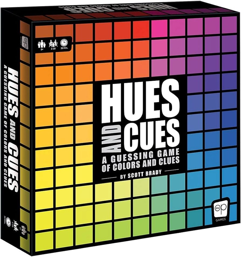 The OP USAopoly - Hues and Cues - Juego de adivinación de Colores Vibrantes, para la Noche de Juegos Familiares - 3-10 Jugadores - 8+ Anos - Versión Inglesa