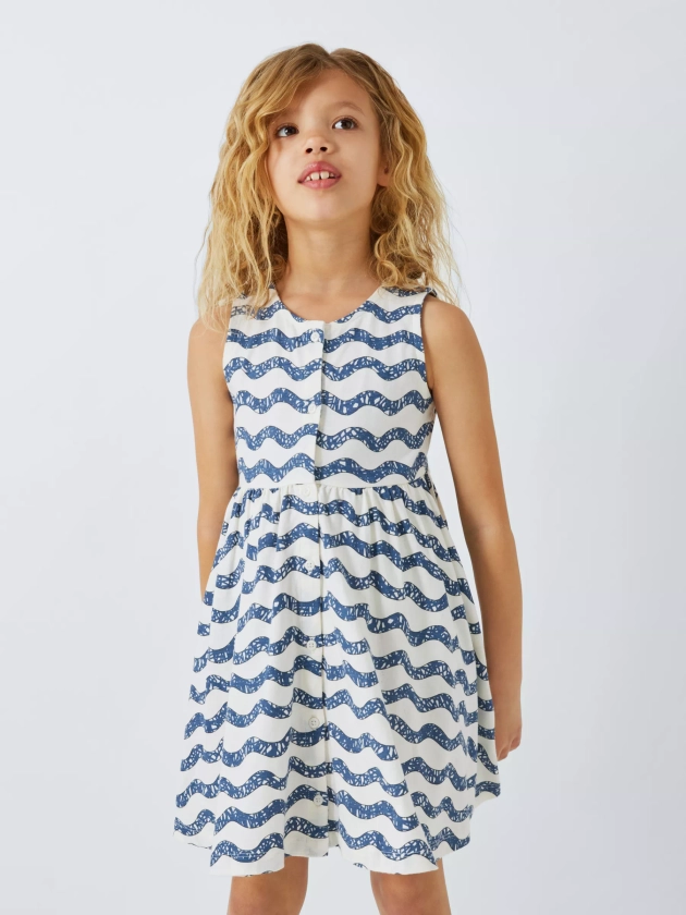 John Lewis ANYDAY Kids' Cotton Wiggle Stripe Sleeveless Dress, Multi