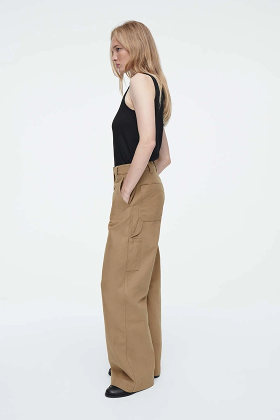 PANTALON WORKWEAR LARGE EN TOILE - BEIGE - Trousers - COS