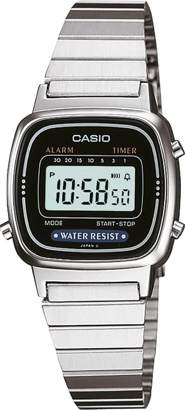 Casio Orologio da polso digitale da donna in acciaio inossidabile LA670W