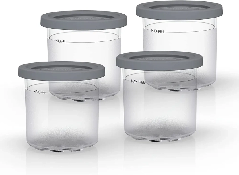 Ninja Dessert Tubs - Pack van 4 [XSK4PINTEUUK] Officiële accessoire compatibel met Ninja Ice Cream Maker NC300UK, Grijs/Helder : Amazon.nl: Wonen & keuken