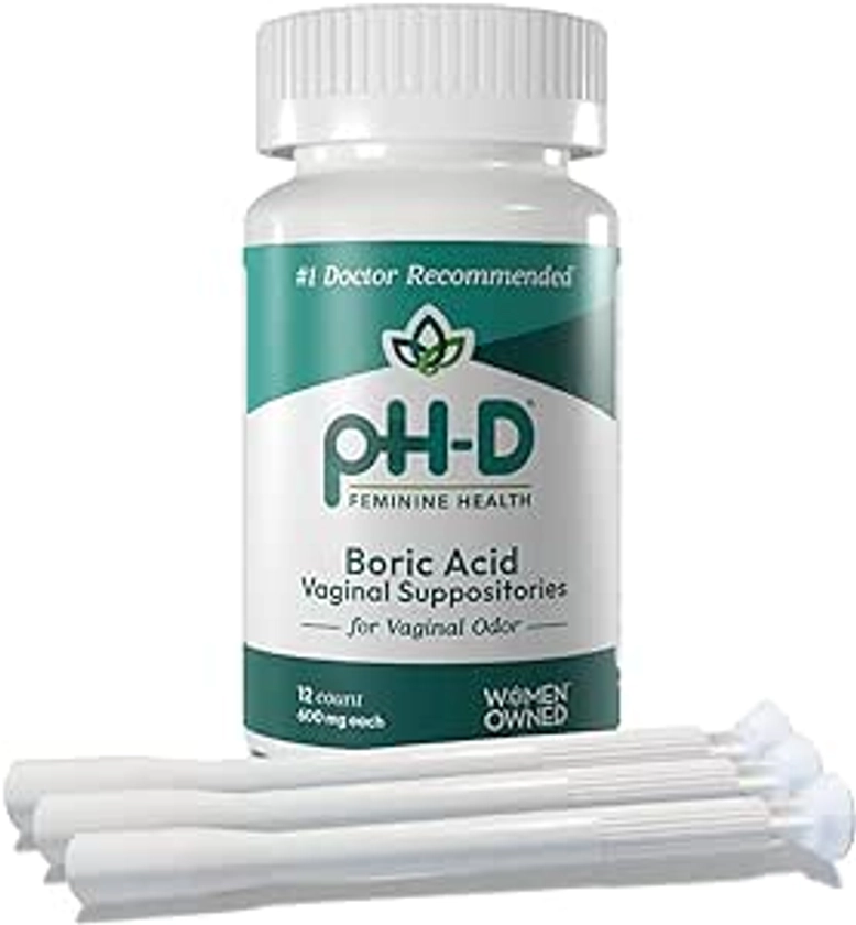 Amazon.com: pH-D Feminine Health - Boric Acid Starter Bundle - pH-D Boric Acid Vaginal Suppositories 12 Count and 3 Vaginal Suppository Applicators : Health & Household