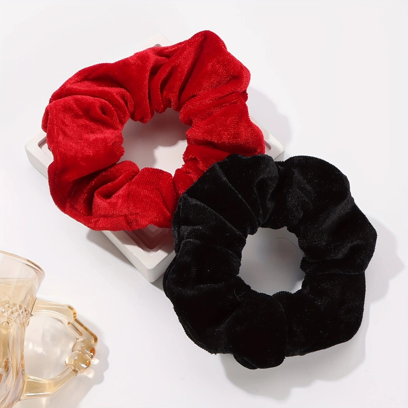 Solid Color Vintage Hair Elastics Scrunchies Velvet - Temu