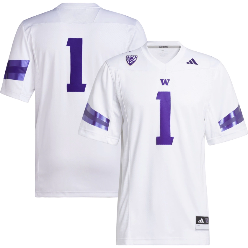 Men's adidas #1 White Washington Huskies Premier Football Jersey