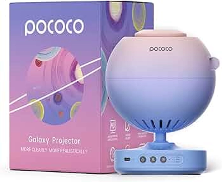 POCOCO Galaxy Star Projector for Bedroom with Replaceable Optical Film Discs, Home Planetarium Night Light Projector with High-Definition Soft Light for Relax, Study, and Meditate, Stress Relief Gifts