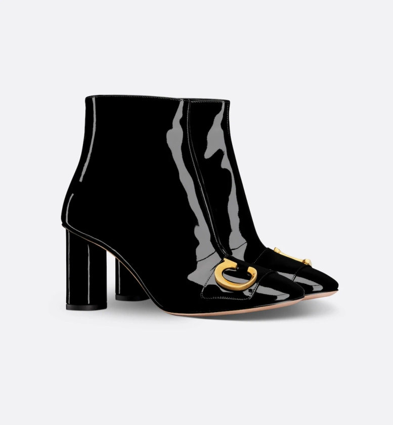 C'est Dior Heeled Ankle Boot Black Patent Calfskin | DIOR