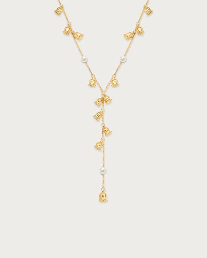 Lily of the Valley Pearl Lariat Necklace | en route jewelry | en route jewelry