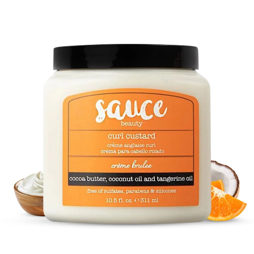 Sauce Beauty Curly Hair Cream, Crème Brulee Hair Mask with Cocoa Butter, 10.5 fl oz.