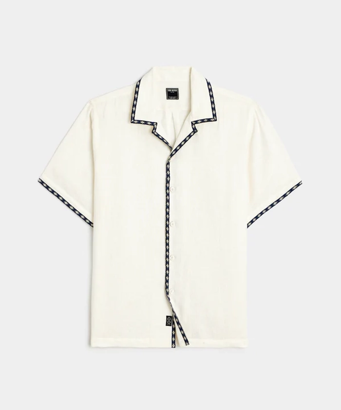 Tipped Embroidered Shirt in White