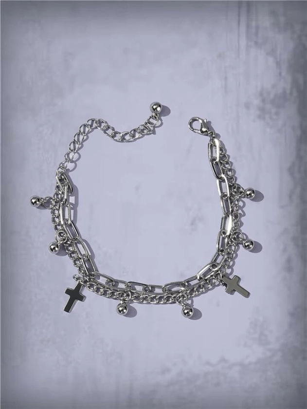 ROMWE Goth Pulsera a capas accesorio cruzado