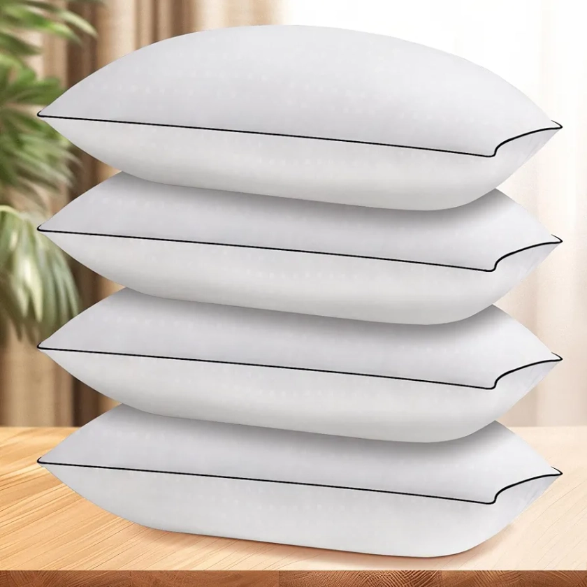 Wansimoo Bed Pillows for Sleeping Standard Size Set of 4,Comfortable Hotel Cooling Pillows 4 Pack, Soft & Support Pillows for Back, Stomach or Side Sleepers