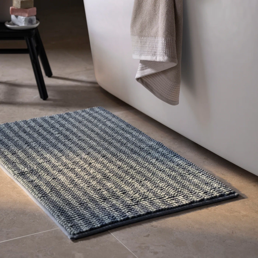 TOFTBO Tapis de bain - rayé/bleu 50x80 cm