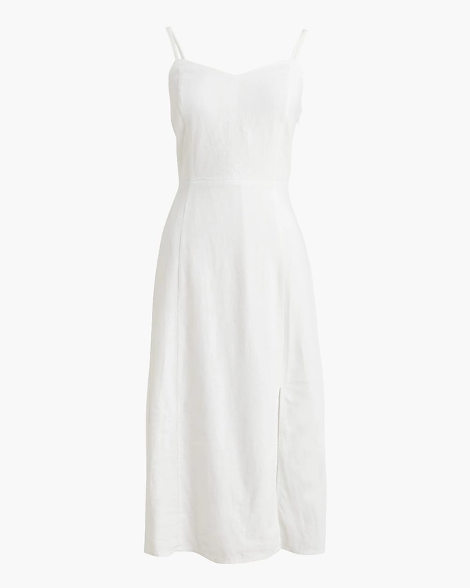 Linen-blend slip midi dress