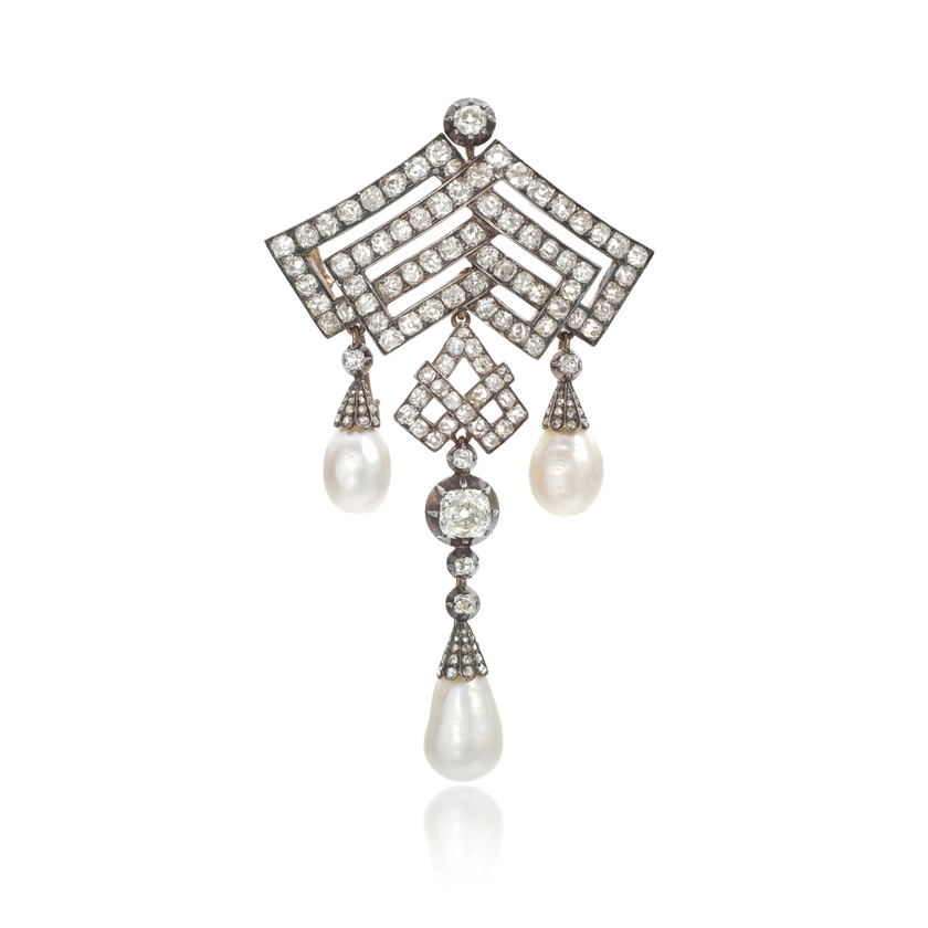 Fine and Historical natural pearl and diamond brooch, circa 1865 | Royal & Noble Jewels | 2024 | Sotheby's