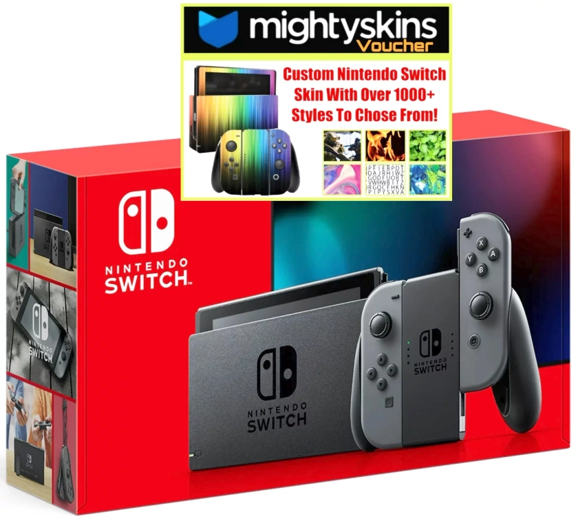 Nintendo Switch Console with Gray Joy Con with MightySkins Voucher - Limited Bundle (JP Edition) - Walmart.com