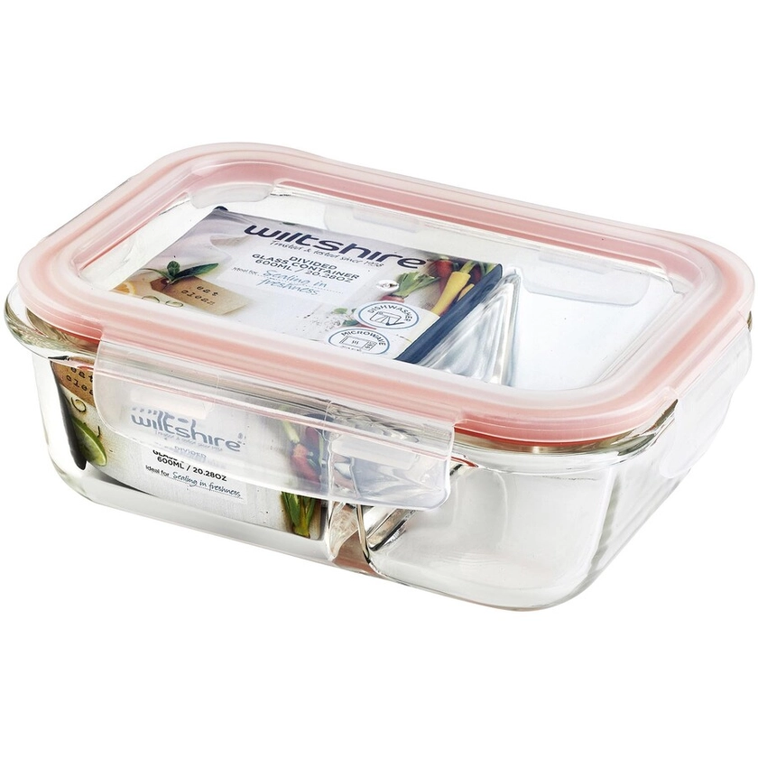 Wiltshire Glass Food Container Rectangle Divided 600ml | BIG W
