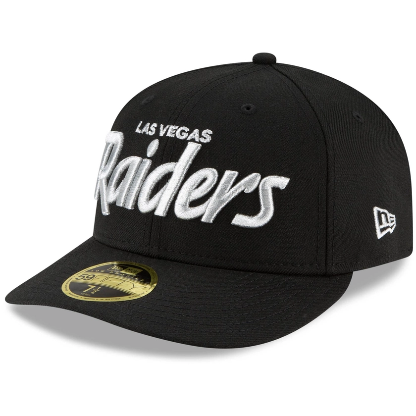 Men's Las Vegas Raiders New Era Black Omaha Script Low Profile 59FIFTY Fitted Hat