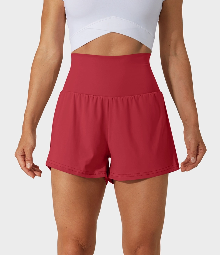 Women’s Super High Waisted Back Pocket & Side Hidden Pocket 2-in-1 Yoga Shorts 2.5" - Halara 