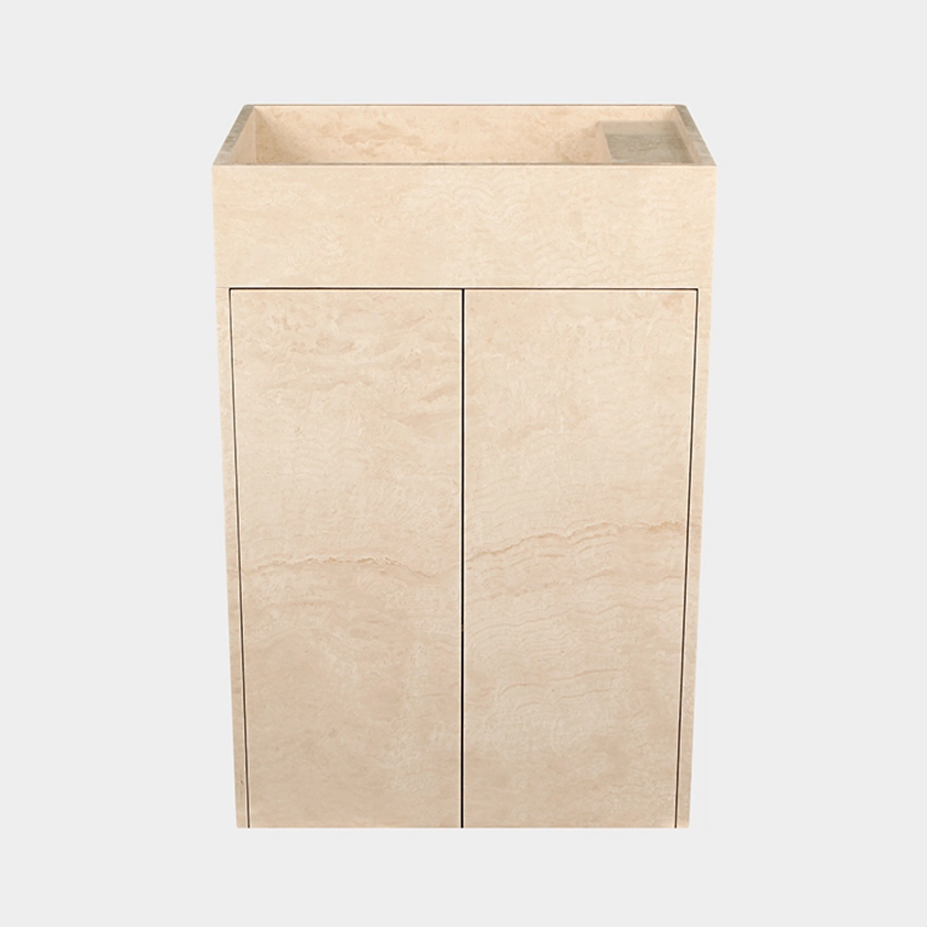 Travertine Light Marble Honed Vanity Unit + Integrated Sink#1705 - Marble Basin Hub