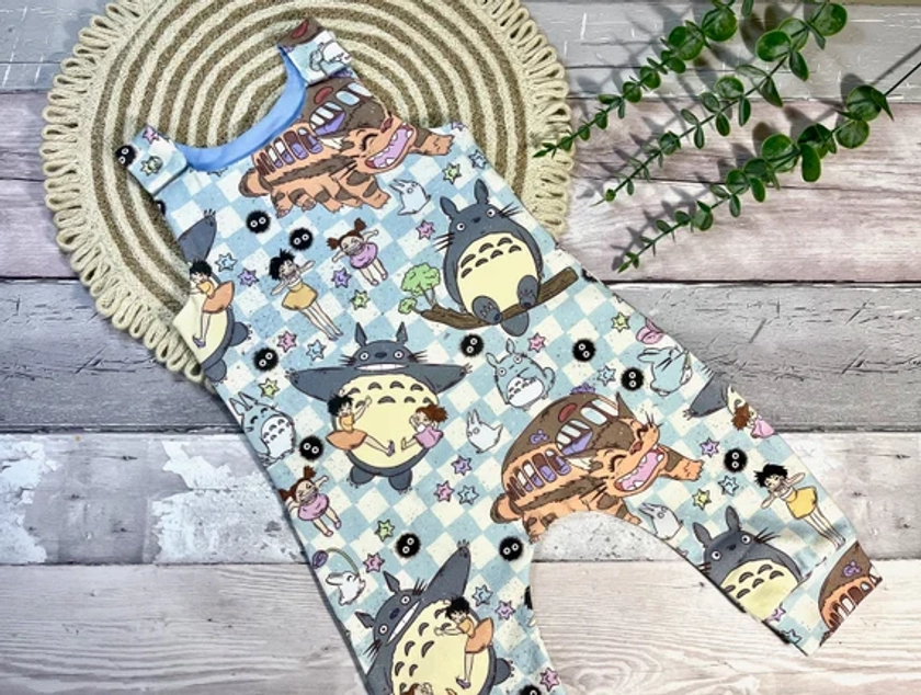 Totoro Baby Dungarees, Baby Clothes Inspired by Japan, Kawaii Toddler Dungarees, Baby Romper