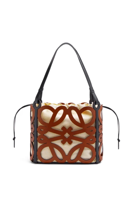 Bolso Anagram cut-out tote pequeño en piel de ternera Marrón Claro - LOEWE