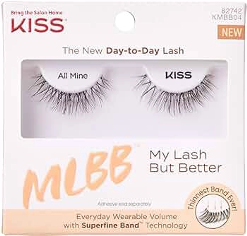 KISS My Lash But Better, False Eyelashes, All Mine', 10 mm, Includes 1 Pair Of Lashes, Contact Lens Friendly, Easy to Apply, Reusable Strip Lashes, Glue-On