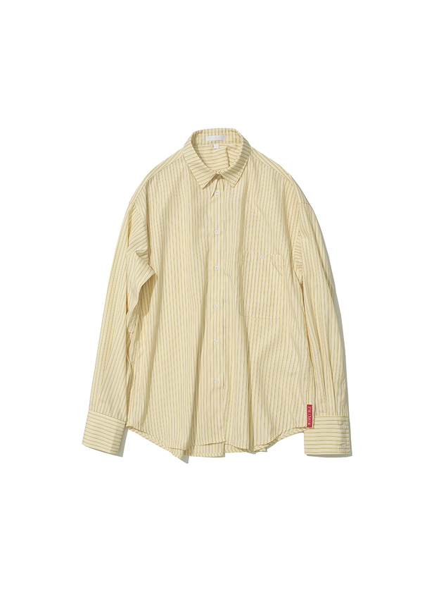 [WOMEN] PWC TWIST OVERSIZED SHIRT_YELLOW STRIPE