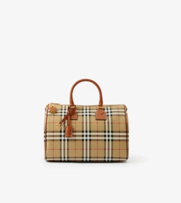 Check Medium Bowling Bag in Archive Beige/briar Brown - Women | Burberry® Official