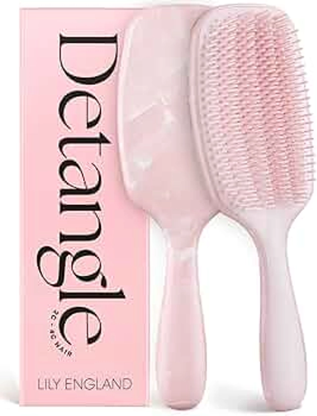 Lily England Curly Hair Brush - Detangling & Styling Tool with Flexible Bristles for Pain-Free Wet & Dry Curls (3c to 4c), Pink