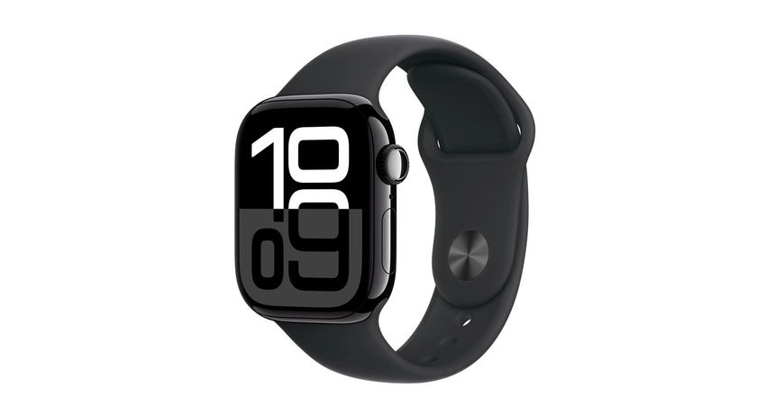 Acheter un modèle Apple Watch Series 10 GPS, Boîtier en aluminium noir de jais 42 mm, Bracelet Sport noir - M/L