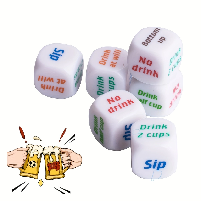 Drinking Dice, Adult Drinking Party Dice, Bar Club Supplies, Game Accessories For Christmas Wedding Birthday Graduation Party, Interactive Game, Holid